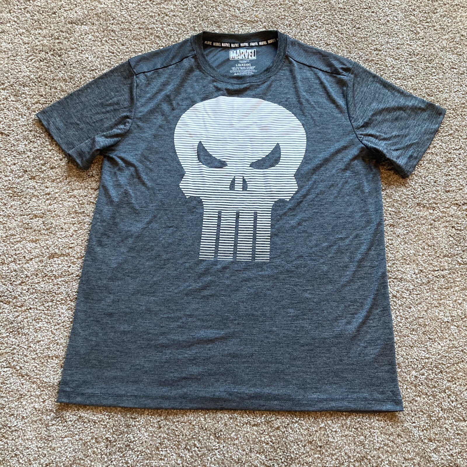 Marvel Punisher Base Layer Running Workout Gym Shirt Mens Size Large