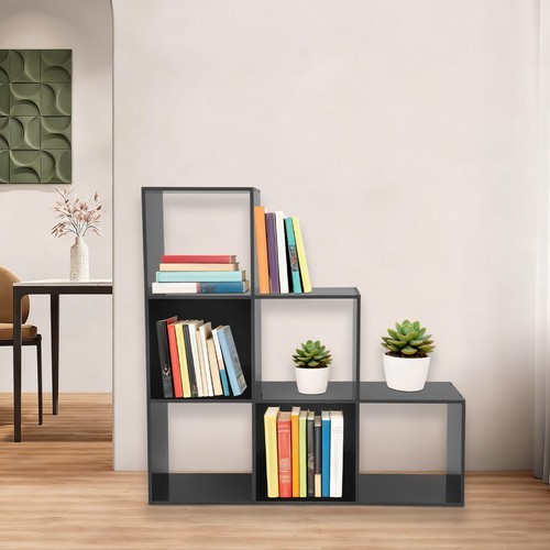 L-Shaped 6-Cube Bookcase Shelf Black 90 × 28 × 90 cm Open Back
