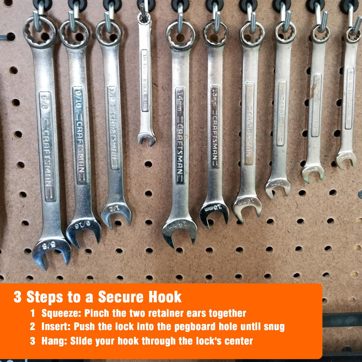 60Pcs Pegboard Hook Locks, Secure Anti-Fall Locks for 1/4"-9/32" Pegboard Hol...