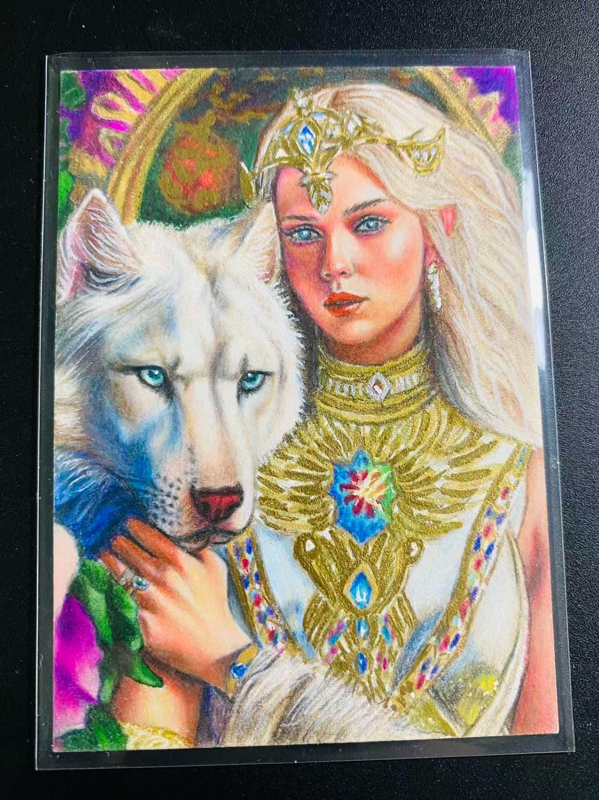 Just Play Studio Beautiful Elf Princess & Wolf 1/1 ACEO Sketch by Yuelianghe