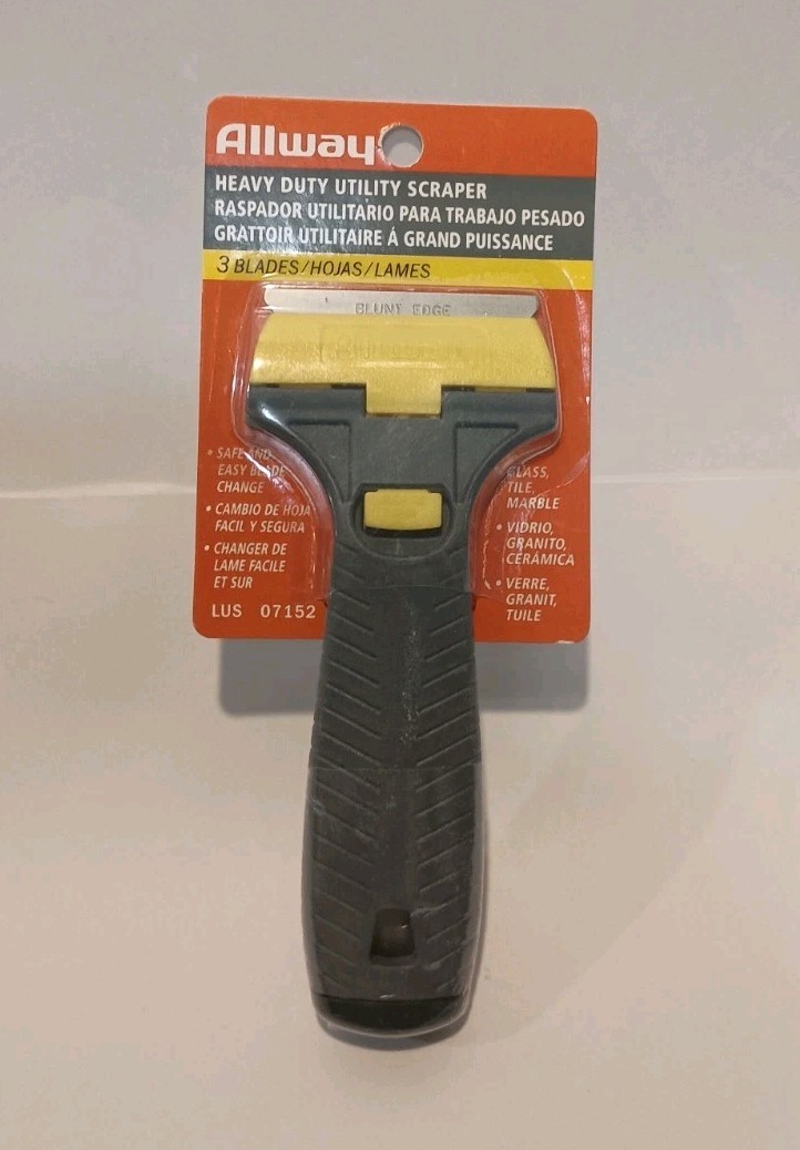 Allway Tool Heavy Duty Utility Scraper 3 Blades Glass Tile Marble Razor LUS07152