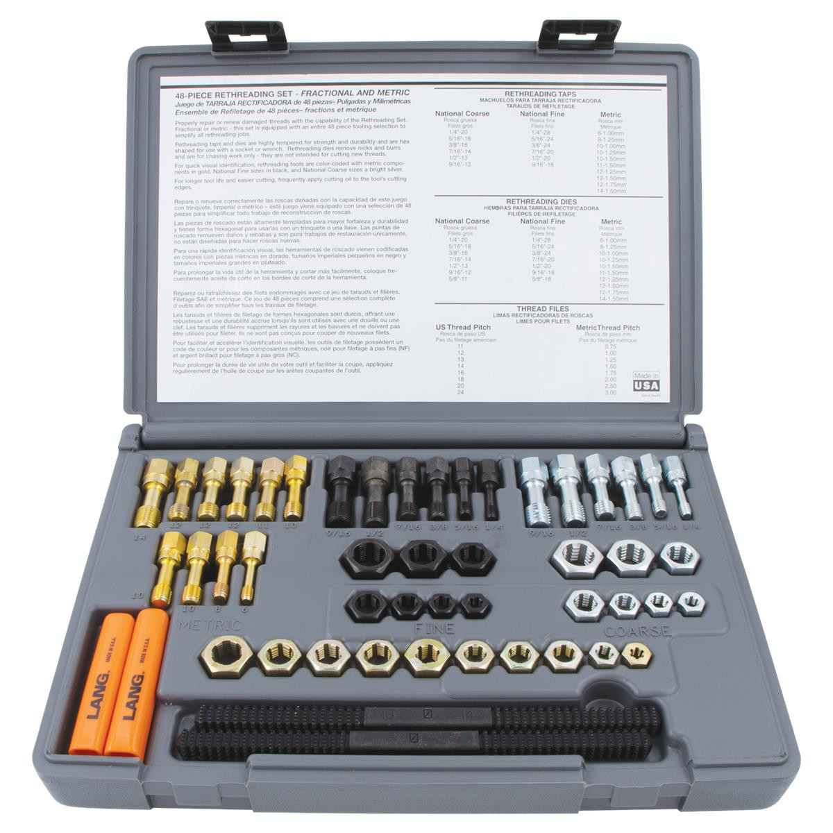 Lang Tools Kastar 971 Thread Restoring Set SAE Metric Tap Die Kit with Case