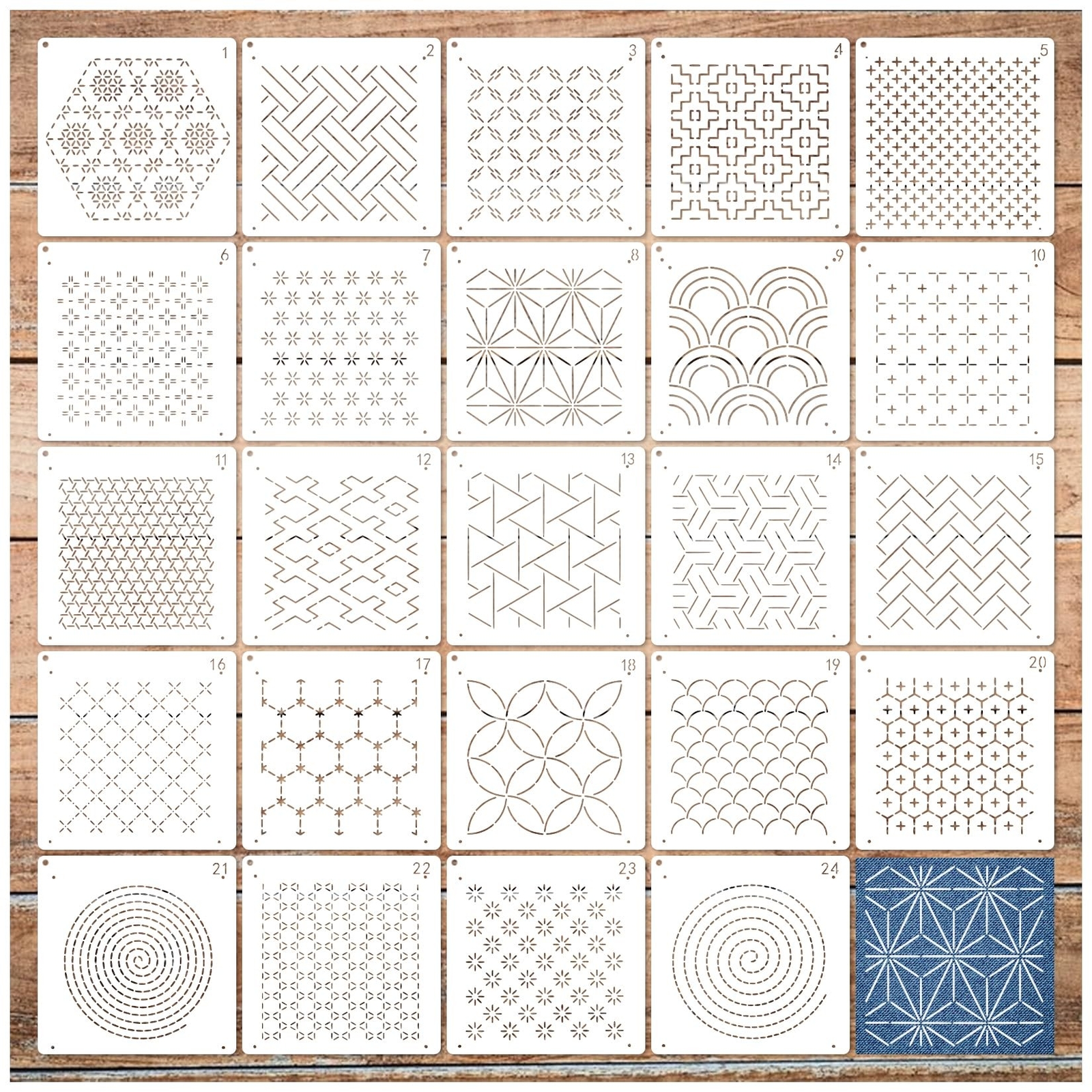 24pcs Embroidery Stencils for Crafts Reusable Geometric Line Quilting Stencil...