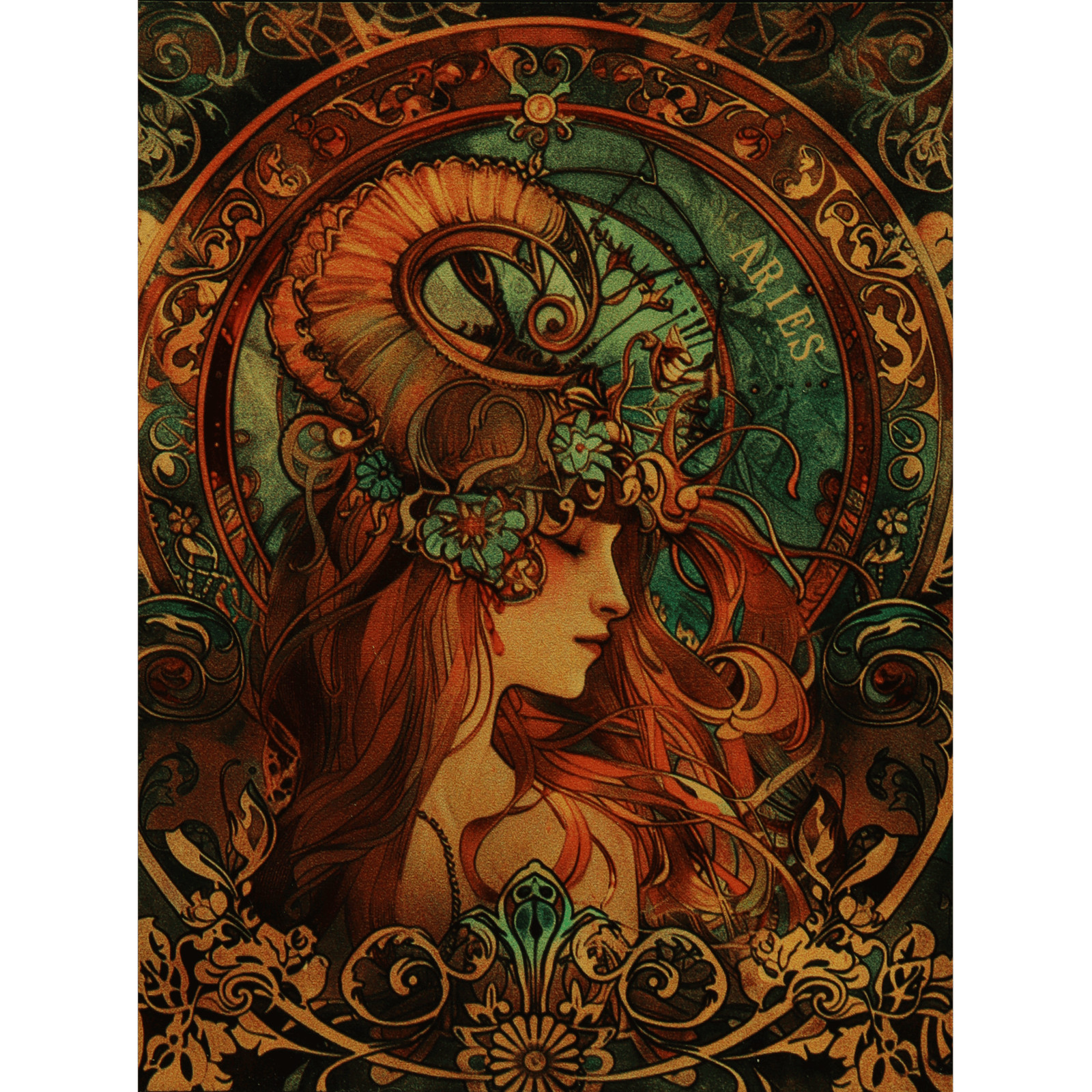 2025 Cameroun Alphonse Mucha  inspired ARIES  Zodiac 1/2 oz .999 silver coin