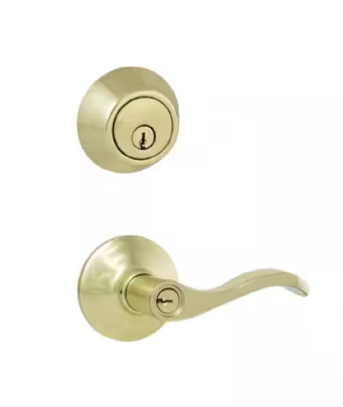 Defiant Naples Polished Brass Single Cylinder Deadbolt w/Keyed Entry Combo Kit