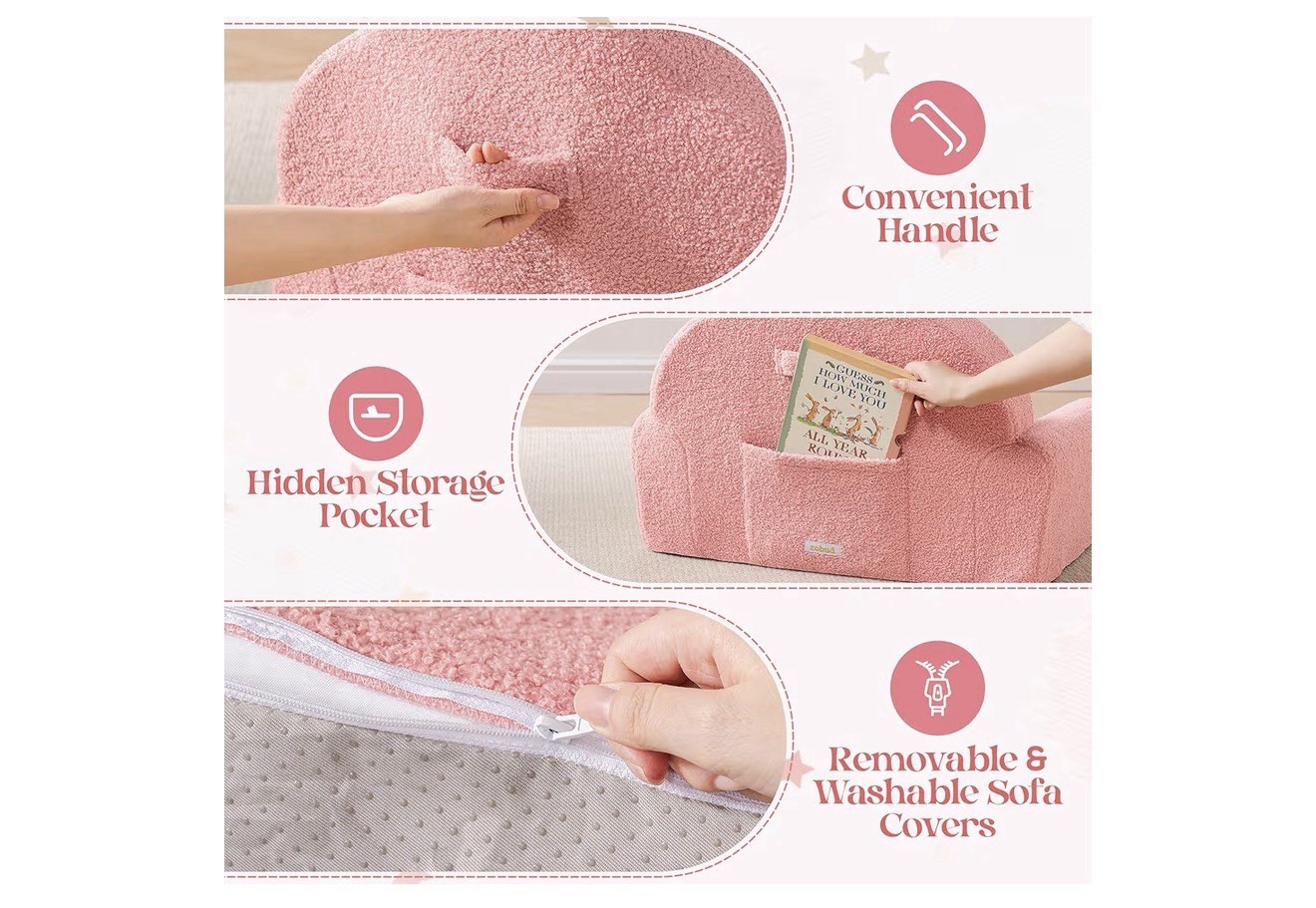Toddler Chair, Comfy Kids Sofa with Teddy Fleece, High Resilience Sponge, and...