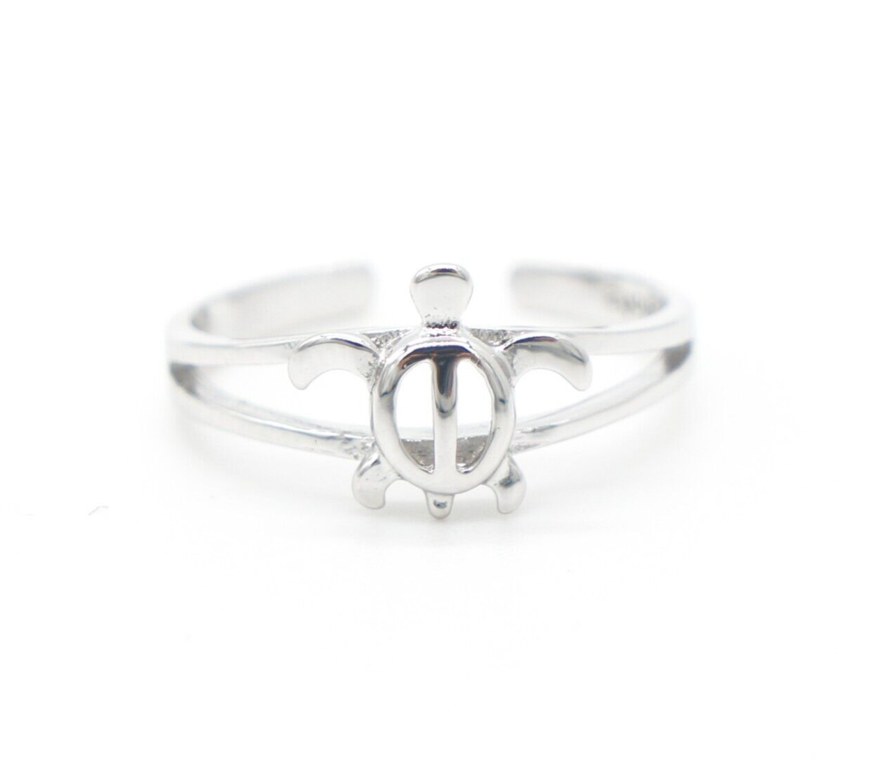Solid 925 Sterling Silver Adjustable Toe Ring Jewelry - Hawaiian Reiki Turtle