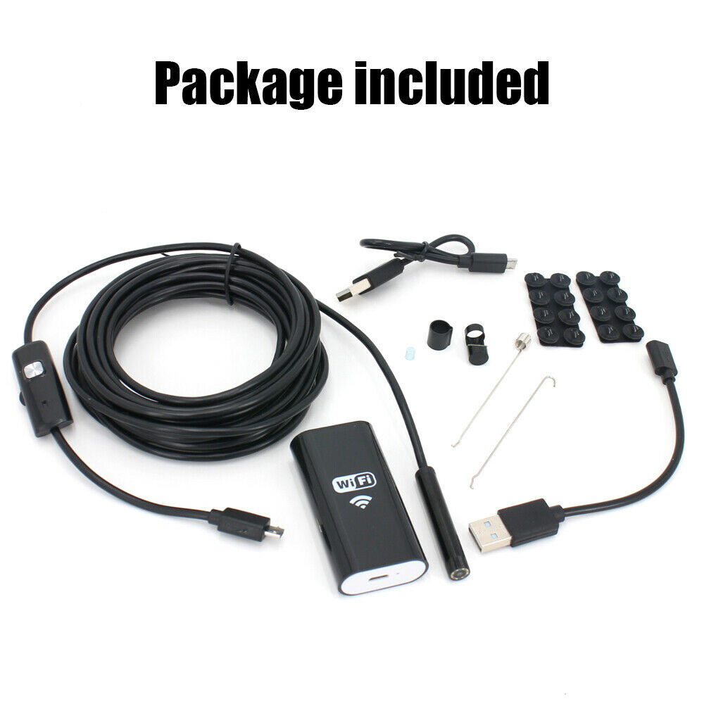 5M 8LED Endoscope WiFi Borescope Snake Inspection Camera for iPhone Android iOS