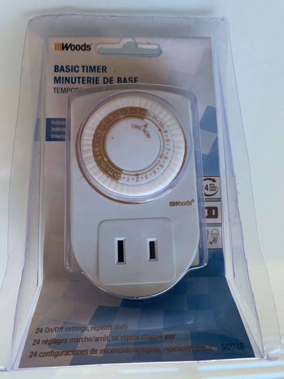 Woods 50026 Basic 24 HR Timer for Indoors FREE SHIPPING NEW SEALED