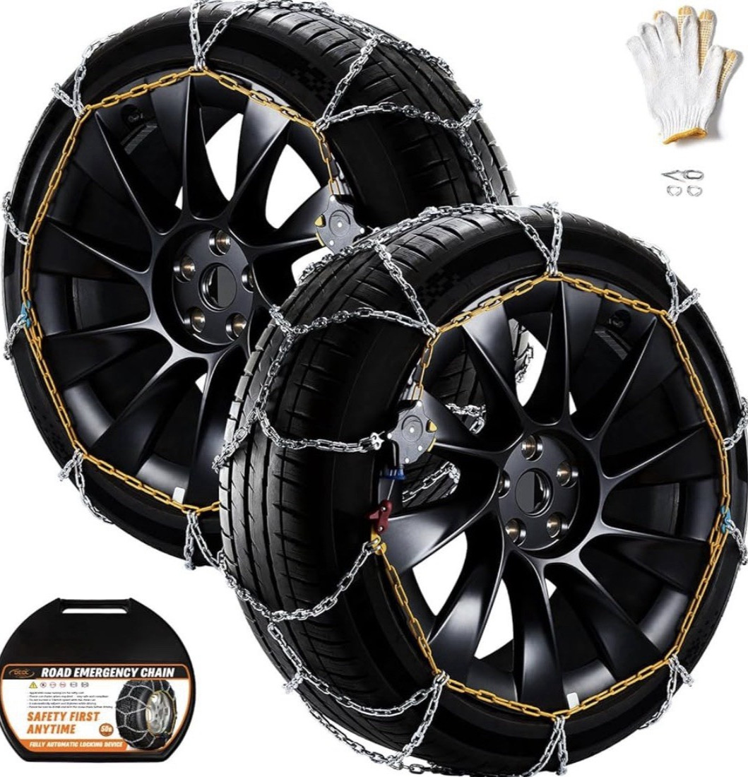 DEDC Snow Chains for Tesla Model Y SUV Tire Chains Quick Fit Reusable Set of 2