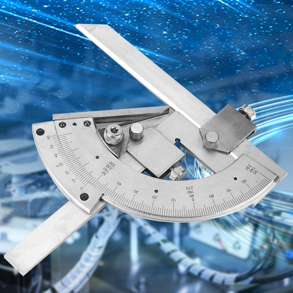 Carbon Steel Fine Tuning Angle Finder Ruler 0-320° Bevel Protractor Meter