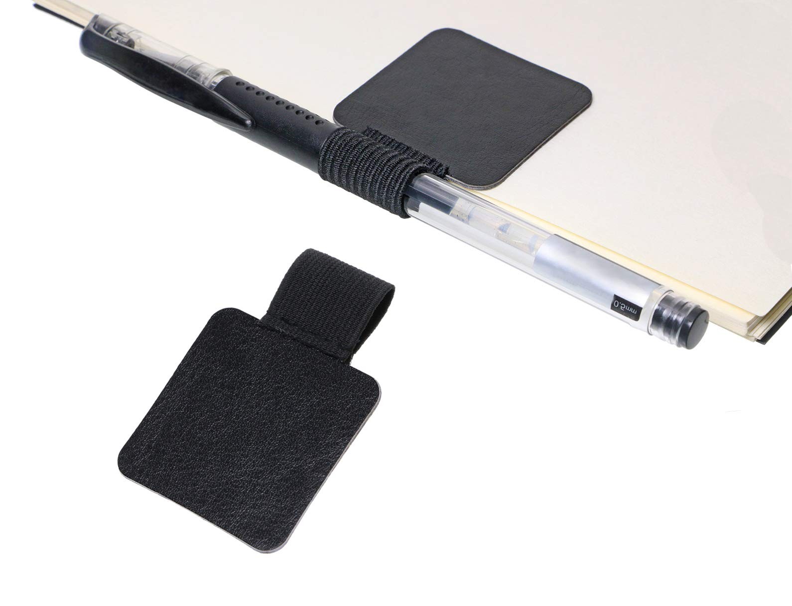 Mini Skater Self-Adhesive Pen Loop Leather Sticker Holder with Elastic Band f...