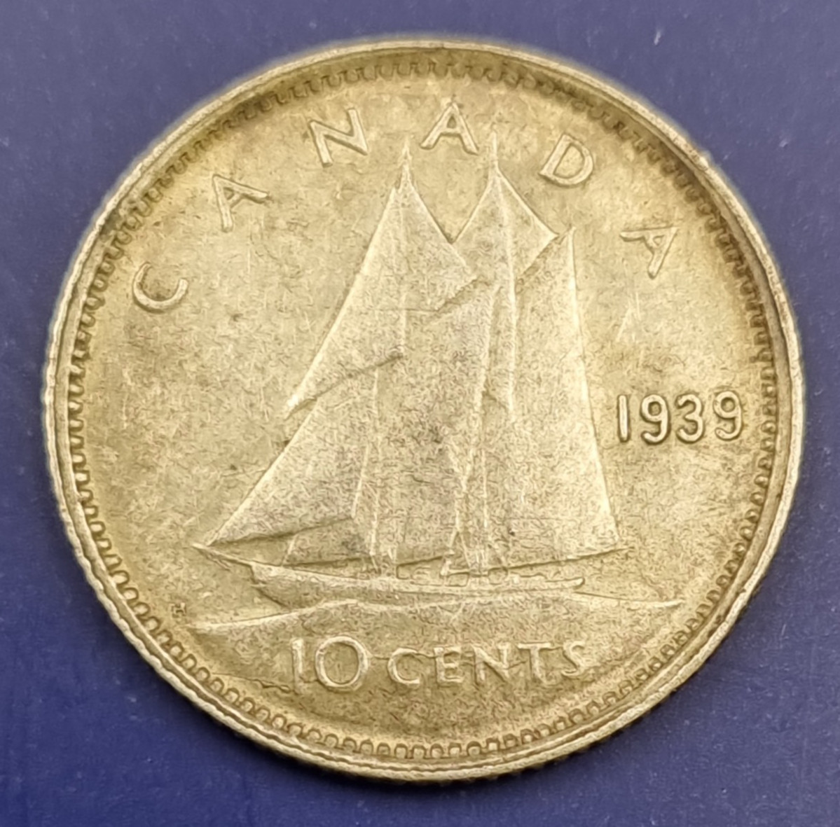 1939 George VI Canada 10 Cents .800 Silver Ref C184
