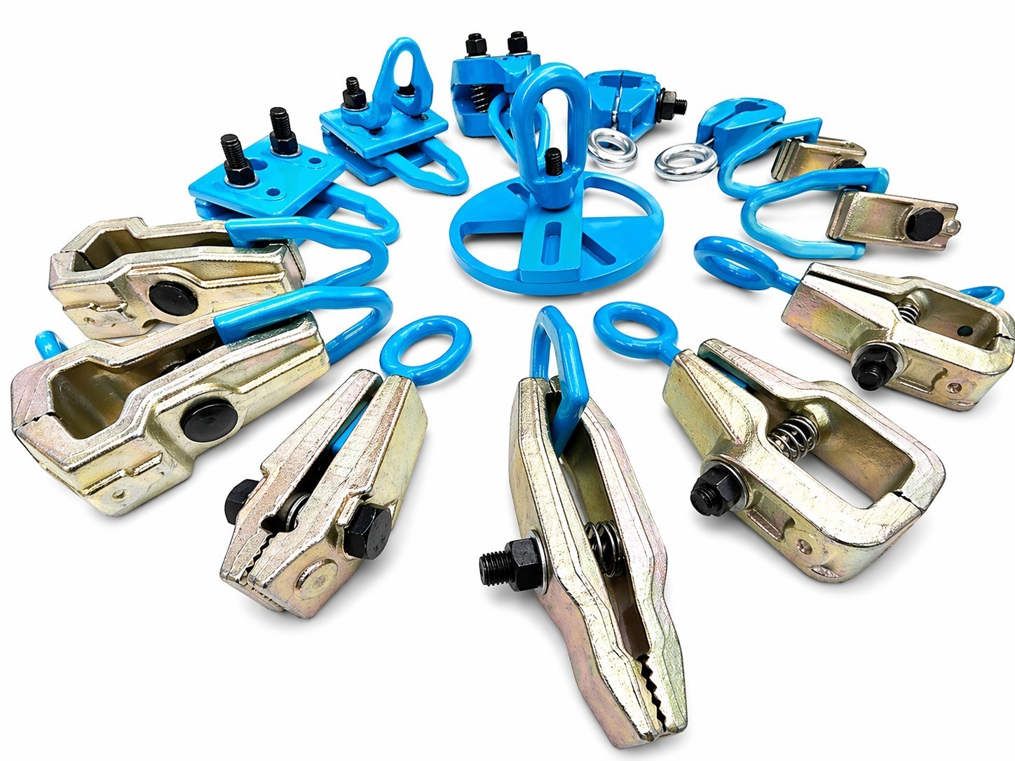 Set#117 14Pc Frame Machine Pulling Clamps Chains Hooks Auto Body Kit