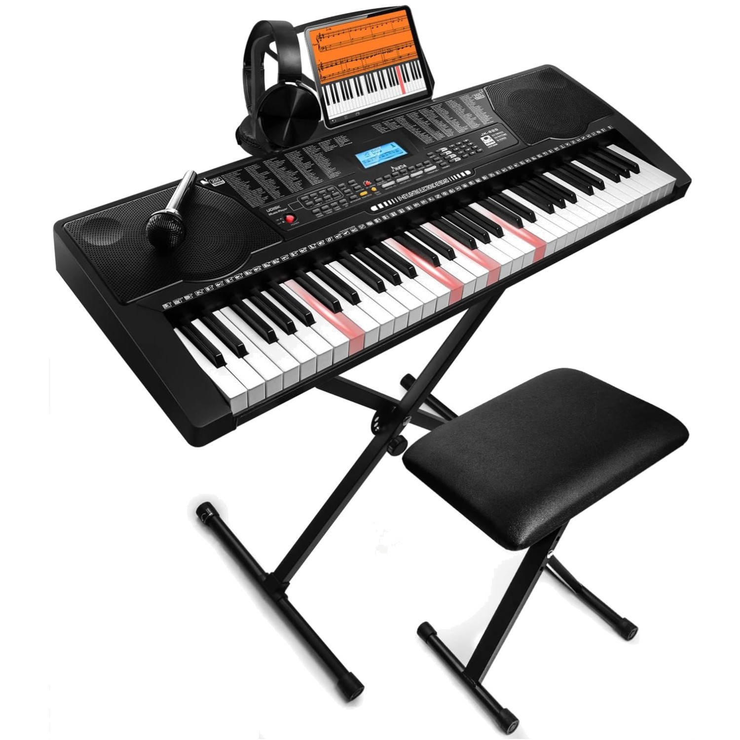 61-Key Piano w/ Headphones & Microphone