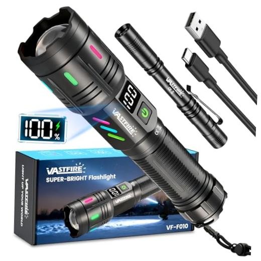 Rechargeable Flashlights High Lumens Long Range 5000ft, Super Deep black