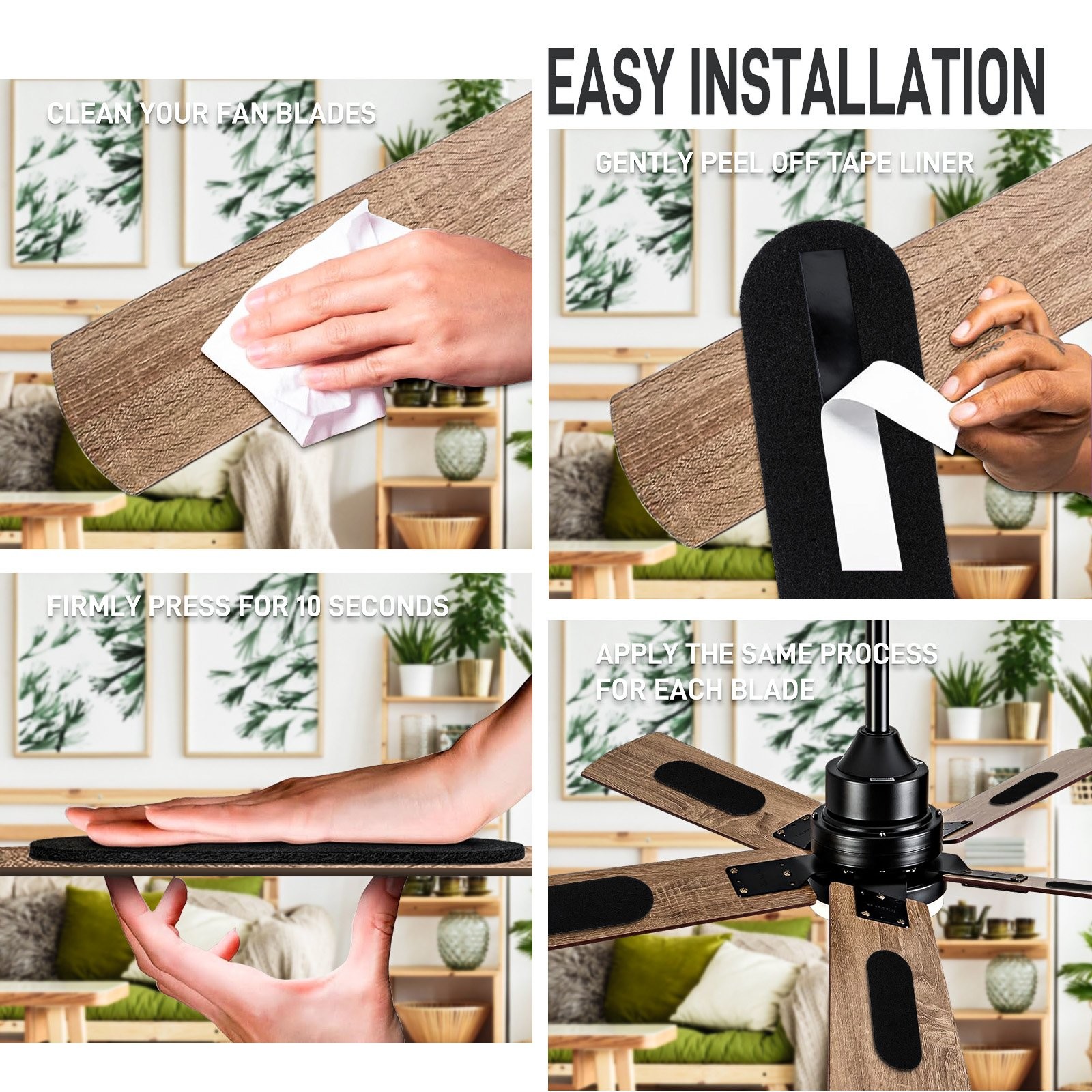 10Pcs Durable Ceiling Fan Filters for Blades - Universal Activated carbon Filter