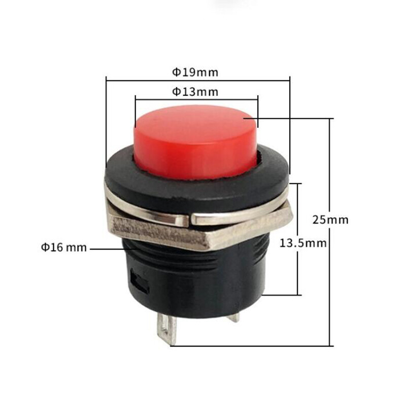 16mm Round Push Button Momentary Switch Black White Red Green Blue Yellow Switch