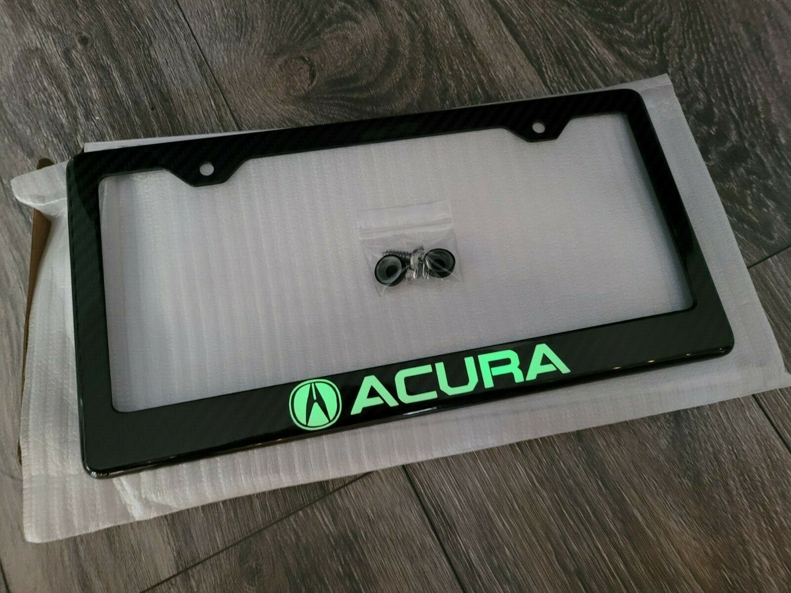 (Glowing) Acura 100% Black Carbon Fiber License Plate Frame Premium