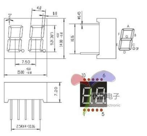 50PCS 0.36 inch 2 digit Red Led display 7 segment Common Cathode