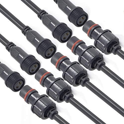 Waterproof LED Connector 2 Wire 16AWG 2 Pin IP68 Extension Cable 5 Pair Set
