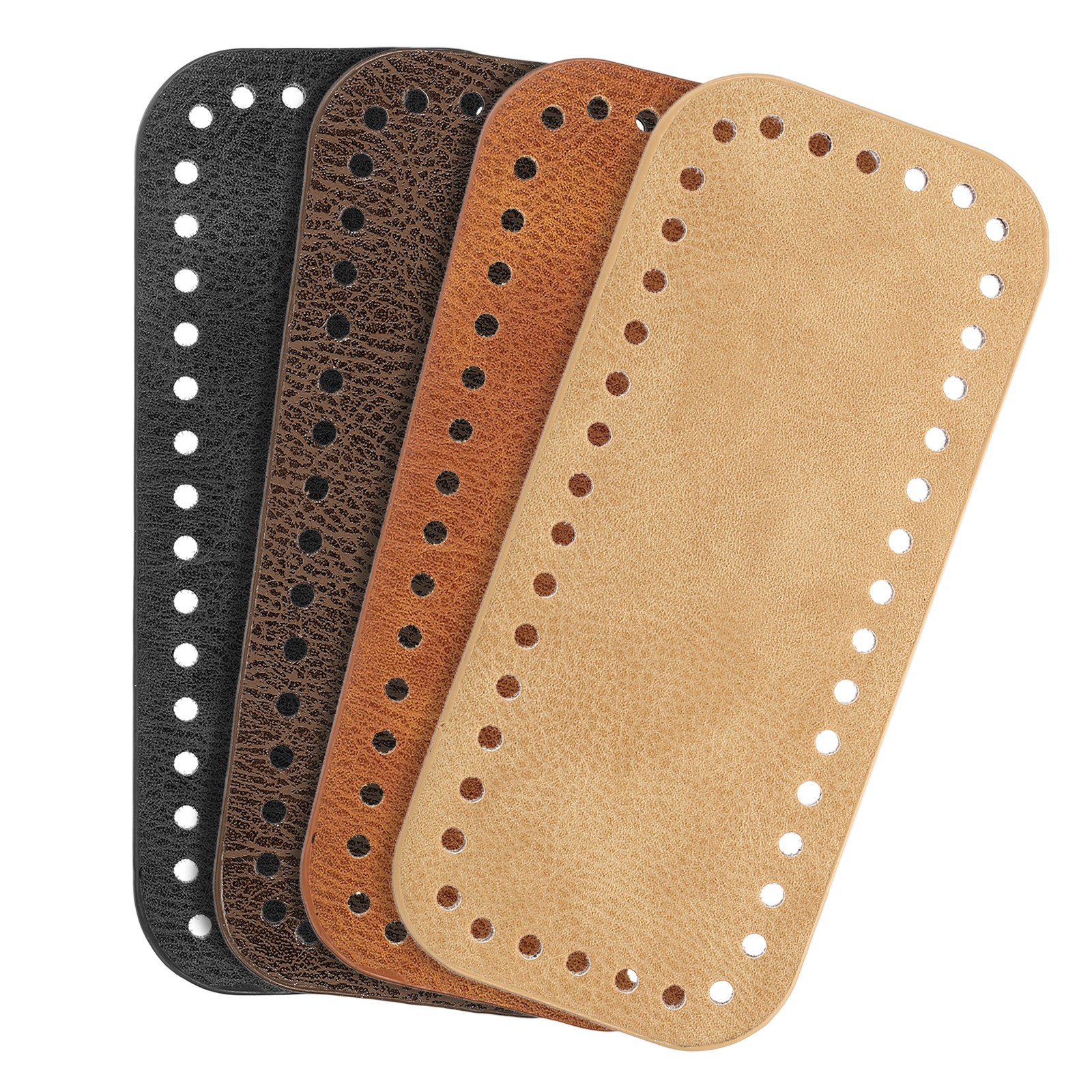 4PCS Bag Bottom for Crochet, Leather Bag Base Knitting, Black/Brown/Coffee/Tan