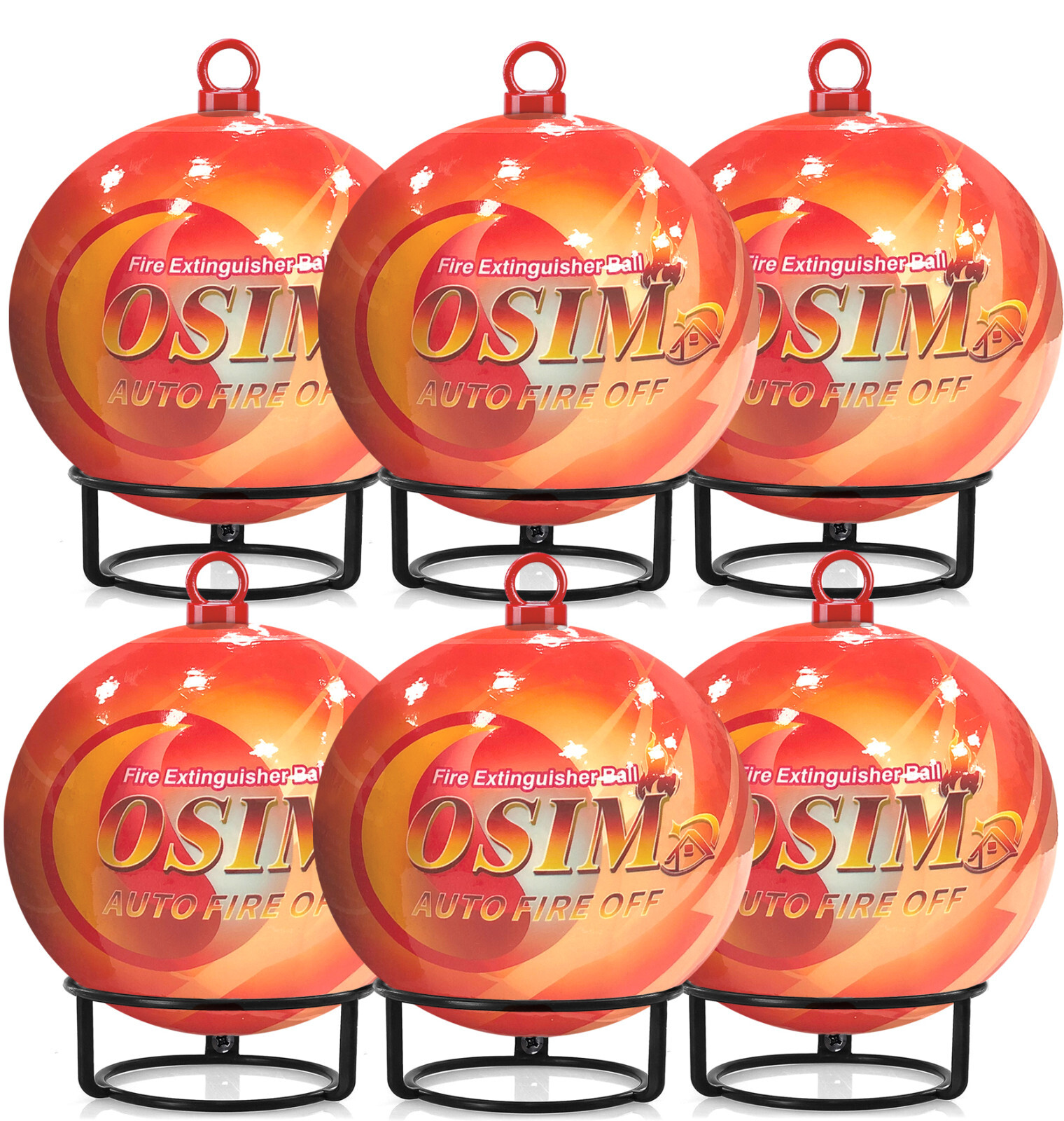 6 PACK Portable Automatic Fire Ball Extinguisher with Bracket and Hook Mount
