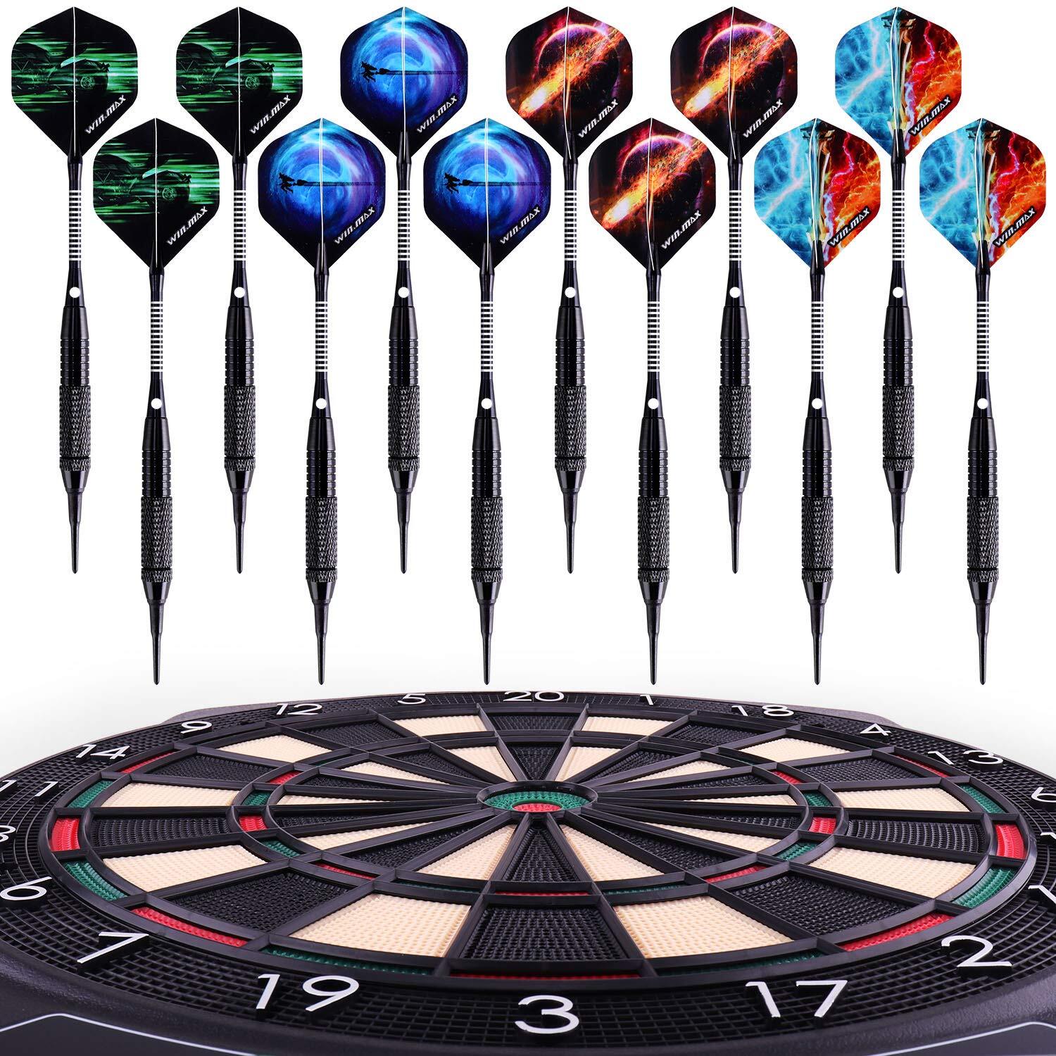 12 Pieces Plastic Tip Darts Aluminum Shaft Professional Soft Tip Darts Set