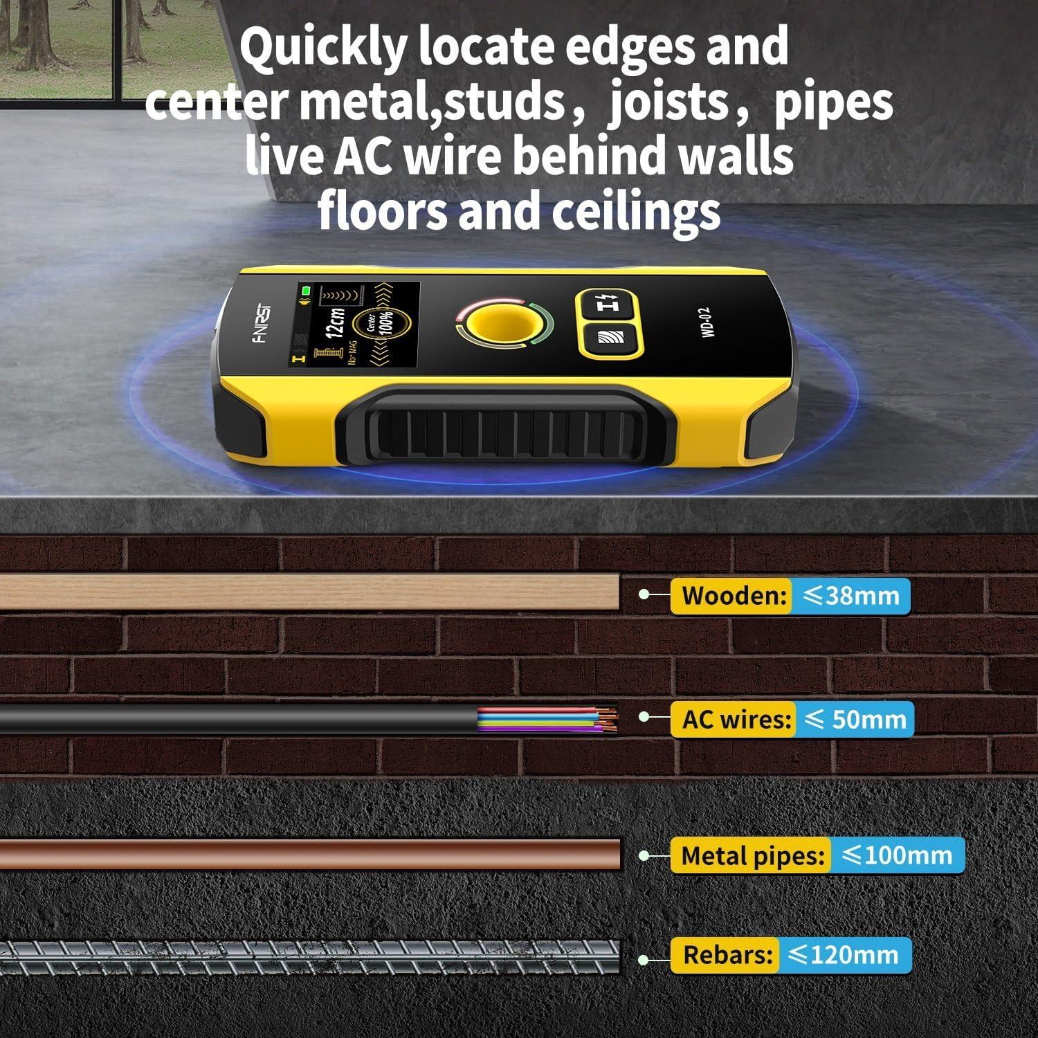 Stud Finder Wall Scanner - Upgraded WD-02 TFT Display Electronic Stud Detector