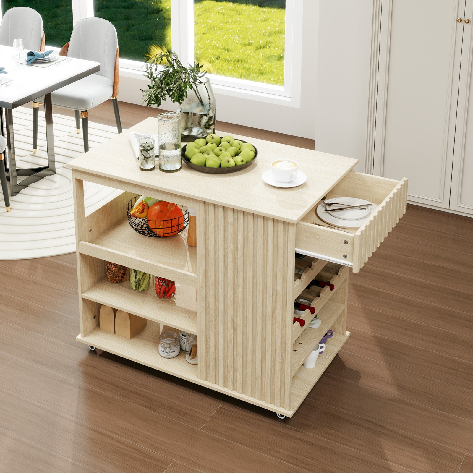Kitchen Island Cart,Rolling Serving Utility Trolley Cart Modern Kitchen Island