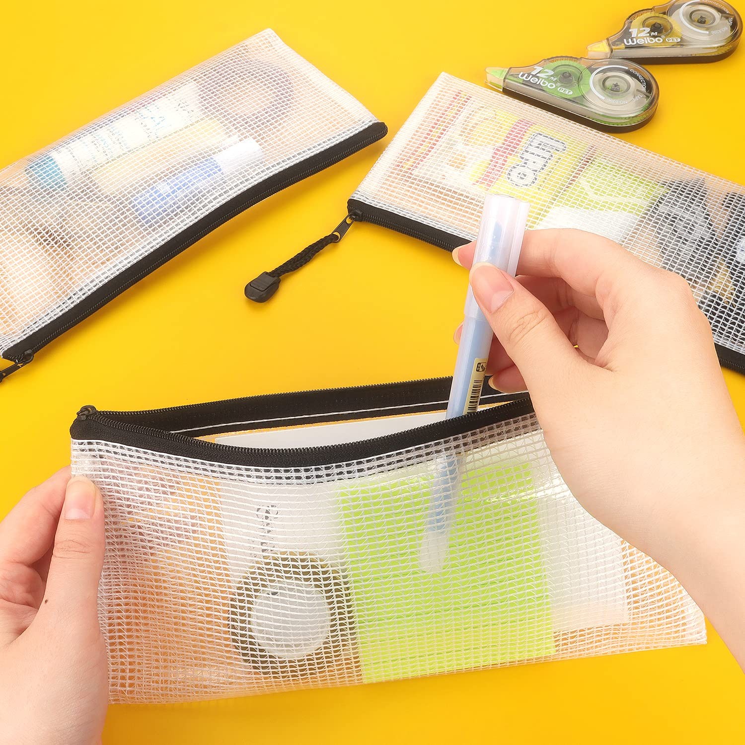 10 Pack Small Mesh Zipper Pouch Document Waterproof Zipper Bags Pencil Pouche