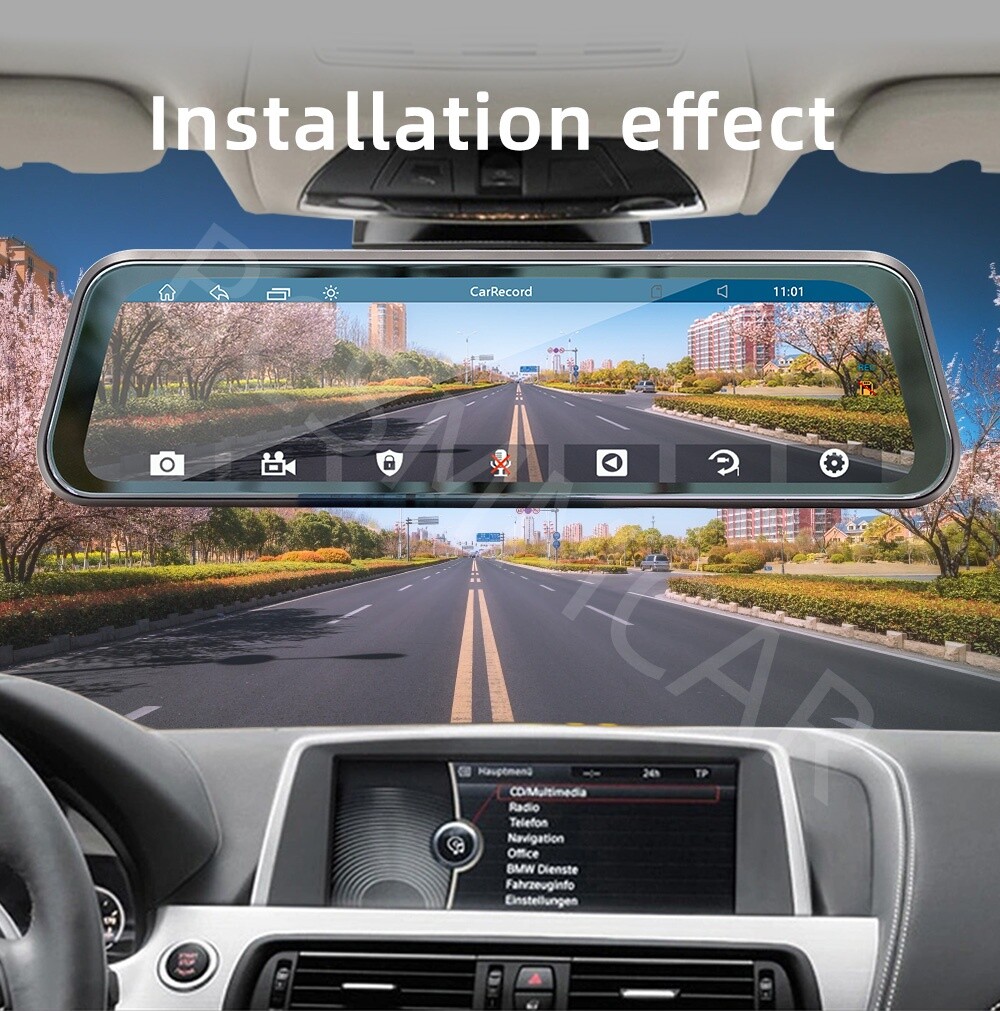 Car Mirror Dash Cam Recorder Reverse Rear View Parking System For Apple CarPlay