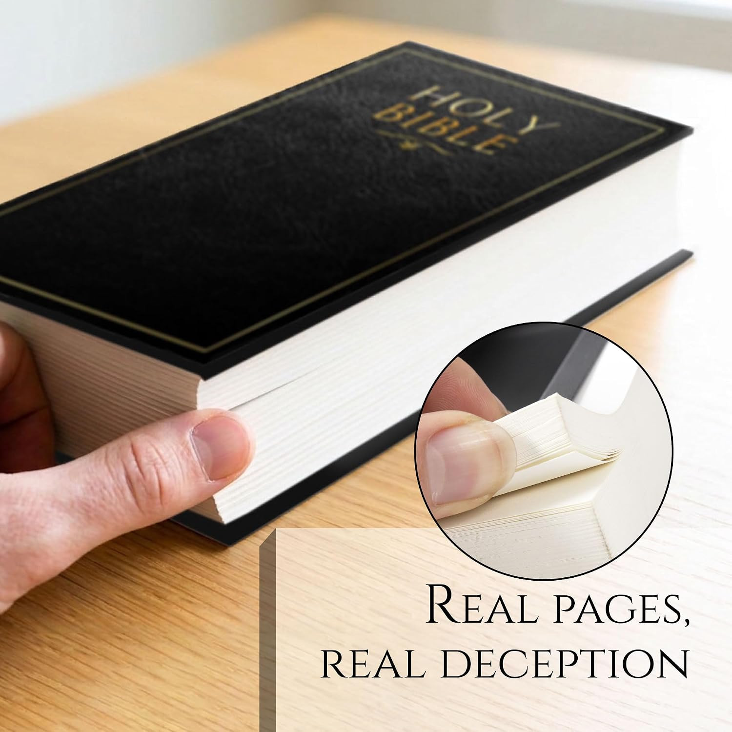 Bible Book Safe (Large, Combination Lock) | Enclosed metal lockbox fixed inside