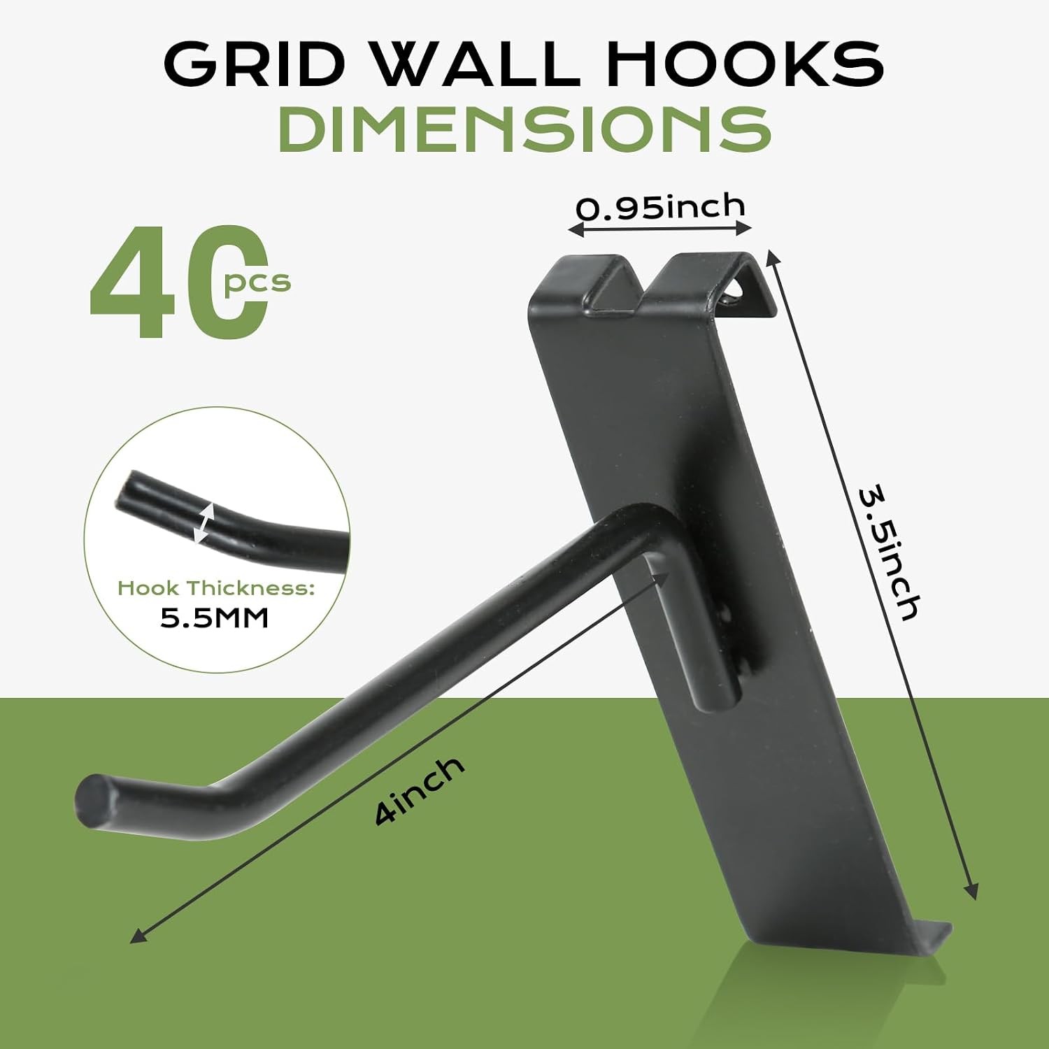 40 Pack Gridwall Hooks Black Grid Wall Panels Display Hooks 4 Inch Grid Wall
