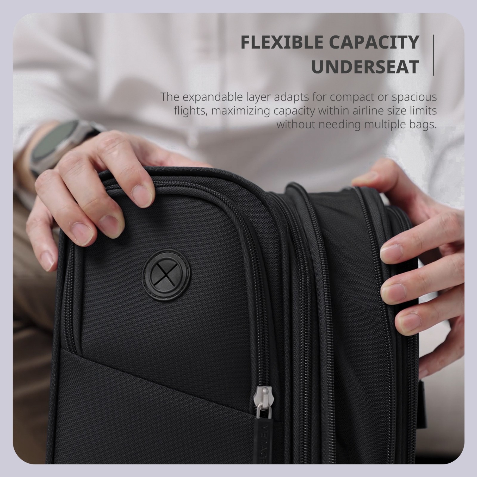 Verage 16 In Rolling Underseat Luggage with Wheels, Softside Expanable Suitcase