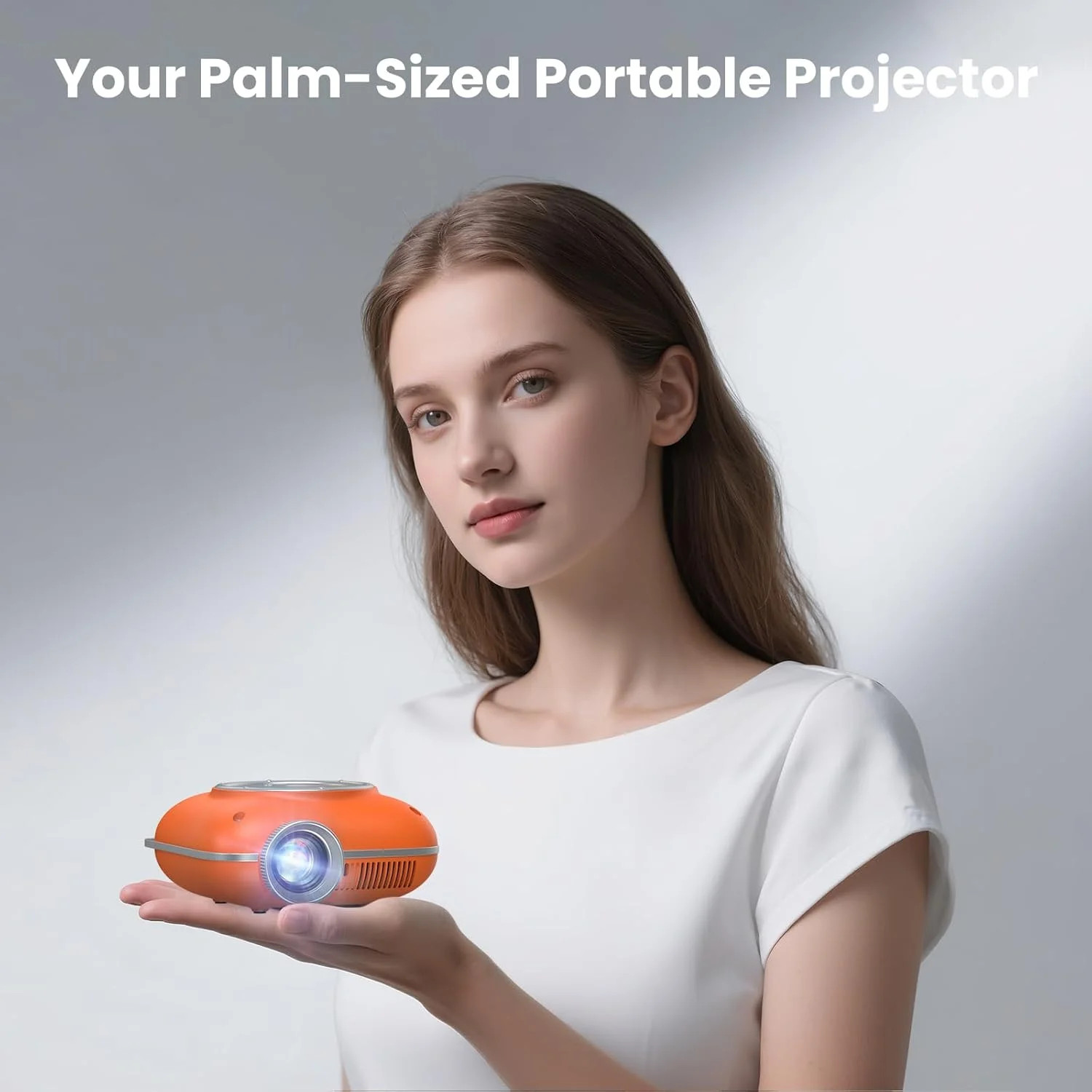 Orange,Mini Projector with Two -Way Bluetooth, Portable Projector, Support1080P