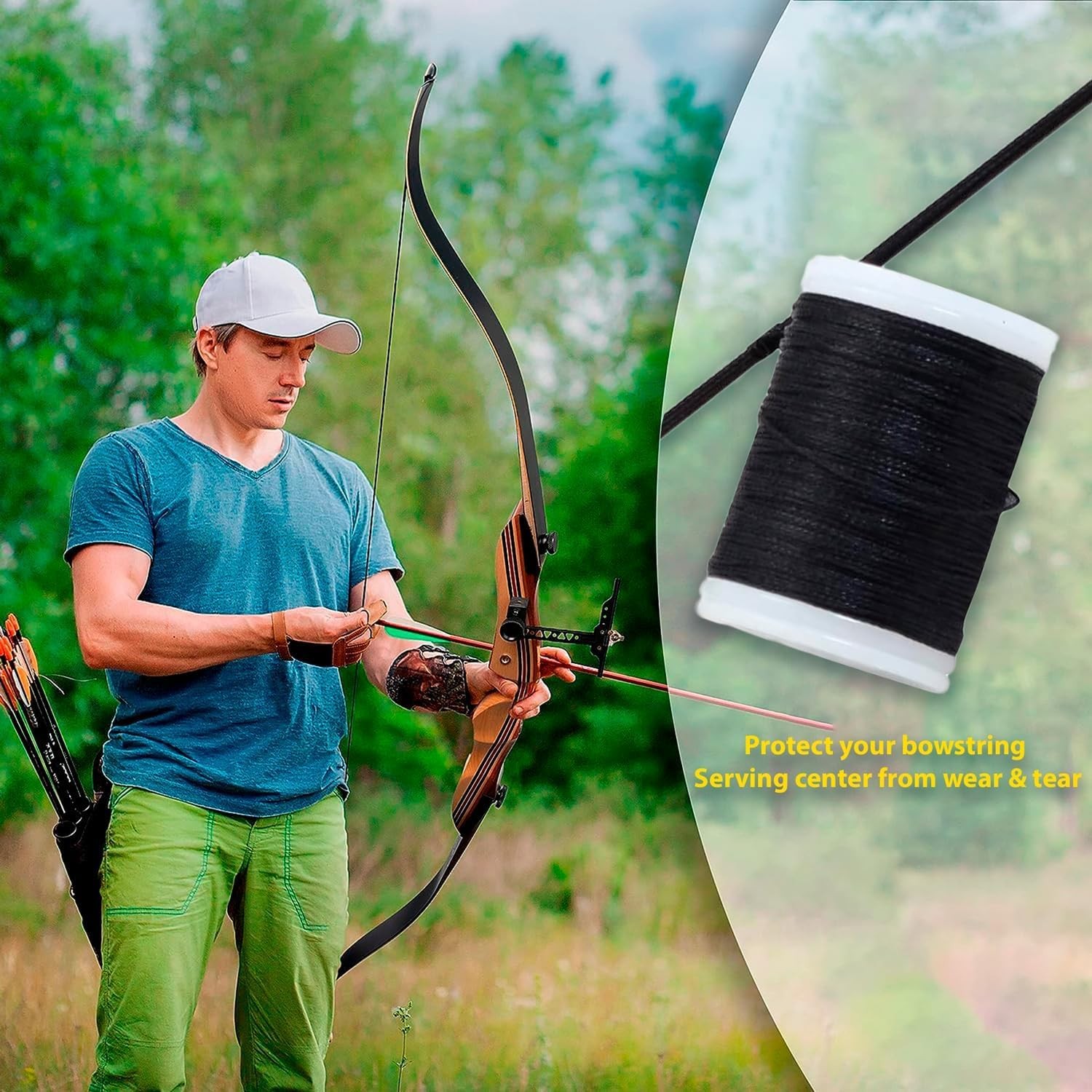 KESHES Archery Bowstring Serving Thread Jig - 120 Yards/110 M 3 inches, Black