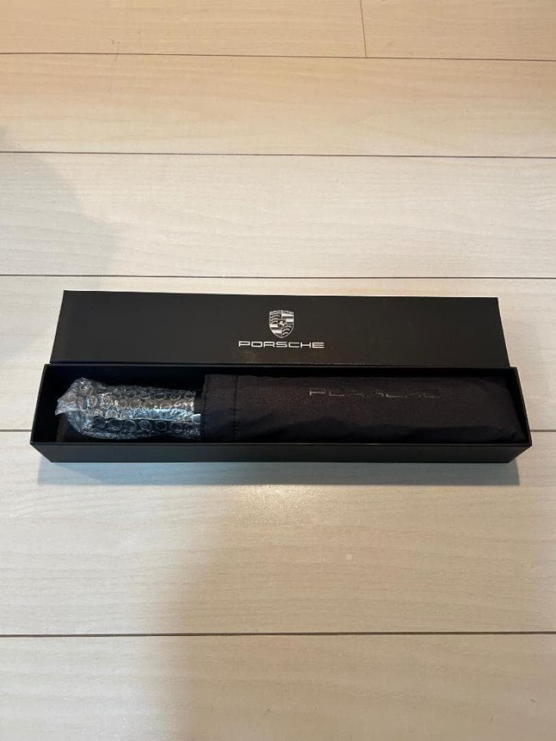 Porsche Black Folding Umbrella Auto Open Compact with Box