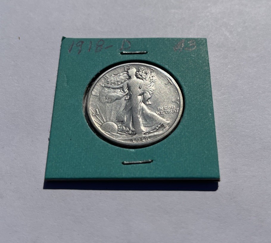 1918-D 50C Walking Liberty Half Dollar - 90% Silver