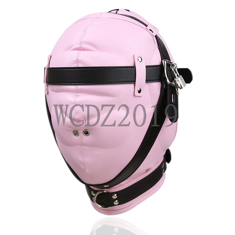Lockable Soft Leather Binding Hood Sensory Deprivation Hood Blindfold