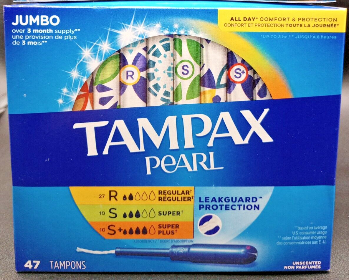 Tampax Pearl Tampons Trio Pack Super/Super Plus/Ultra Absorbency - 47 Ct. 1 box