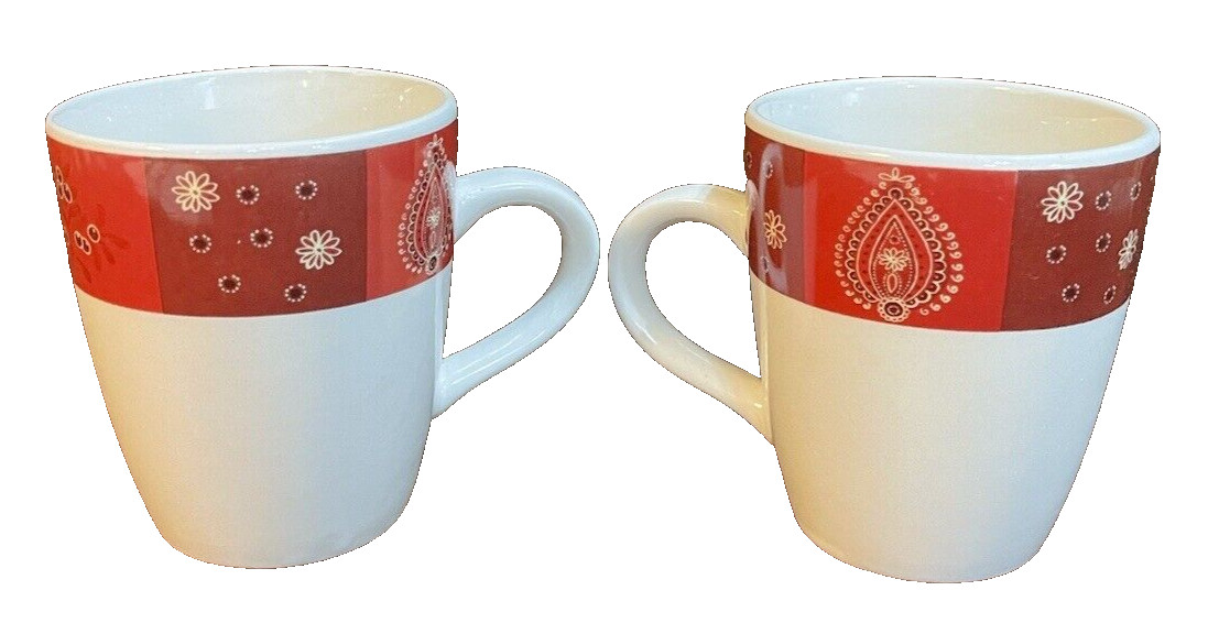 Royal Norfolk Red Paisley Bandana Mug set (2)