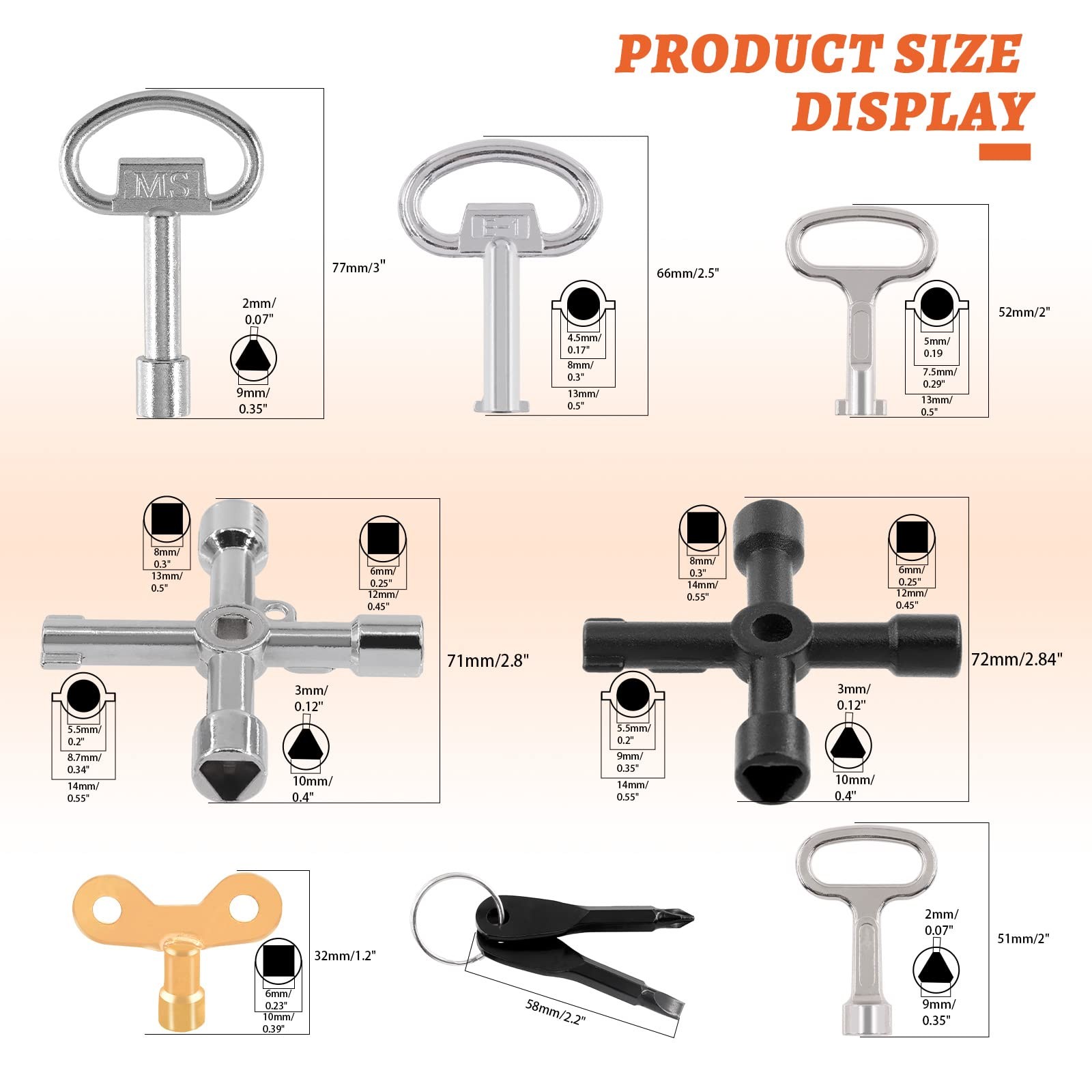 13pcs Multifunctional Utility Kit Includes 4way Spanner Square Keys Water Tap &