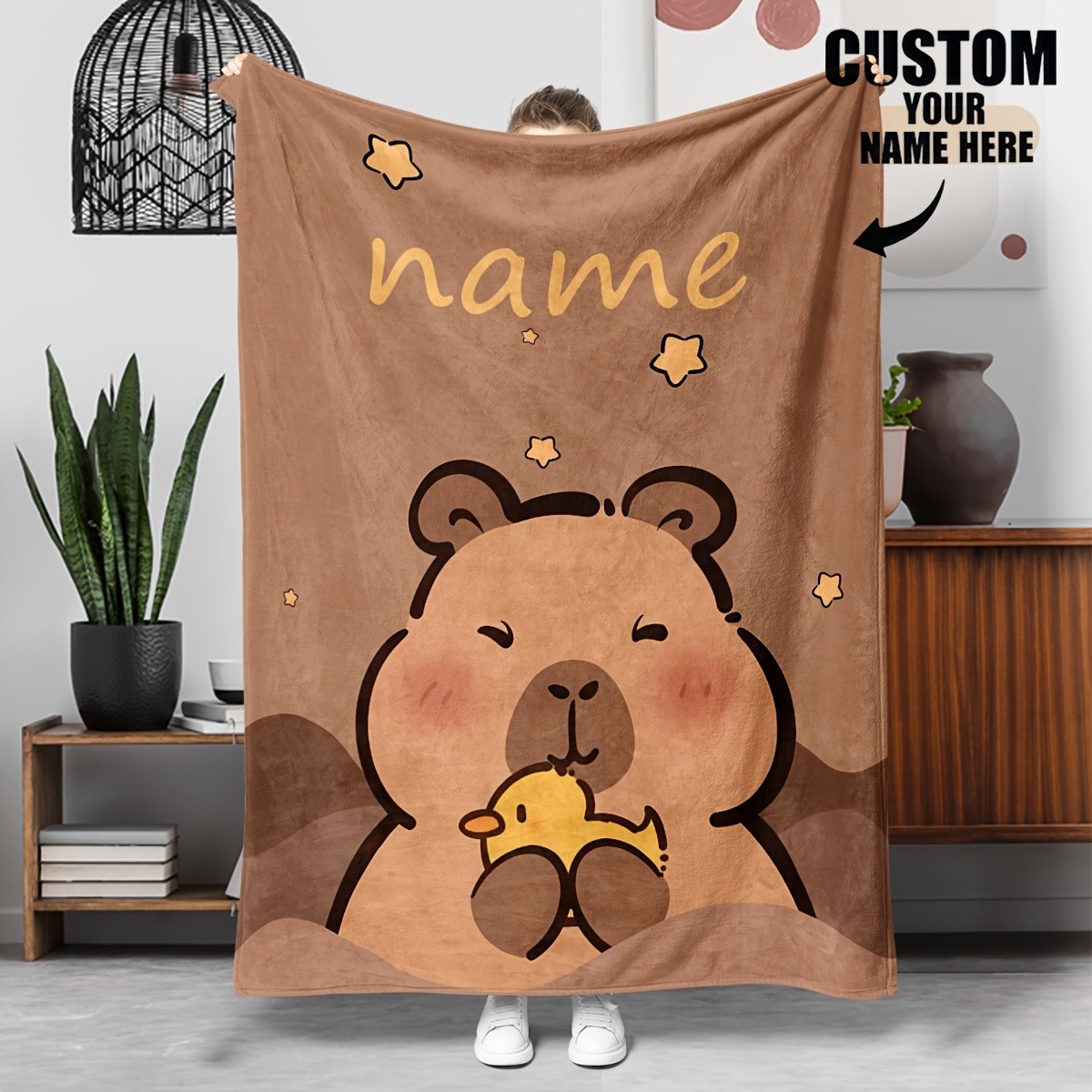 Soft and comfortable customizable capybara flannel blanket - customizable