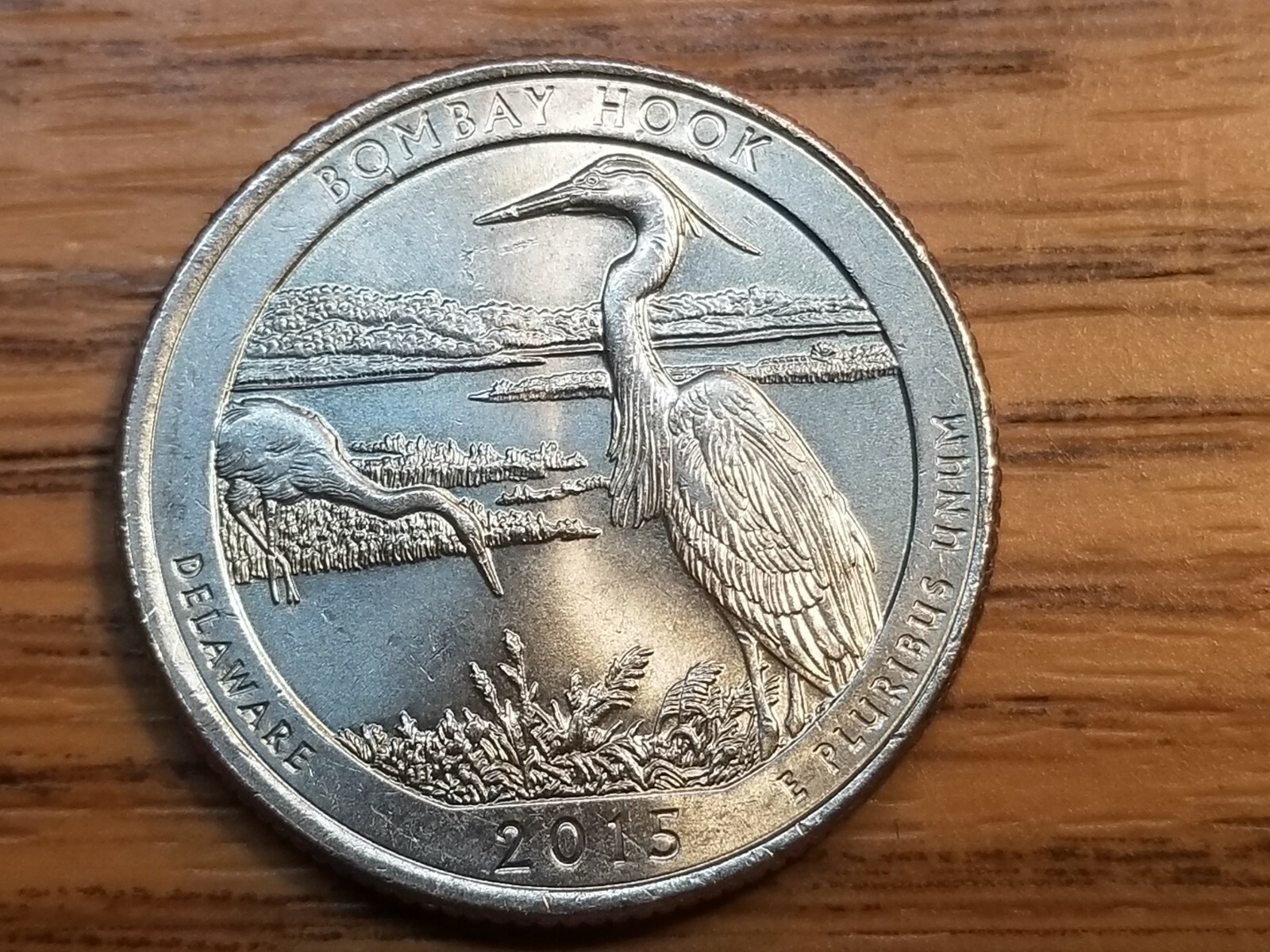 2015 P Bombay Hook ATB Quarter WDDR-009 Doubled Die Reverse Mint Error.