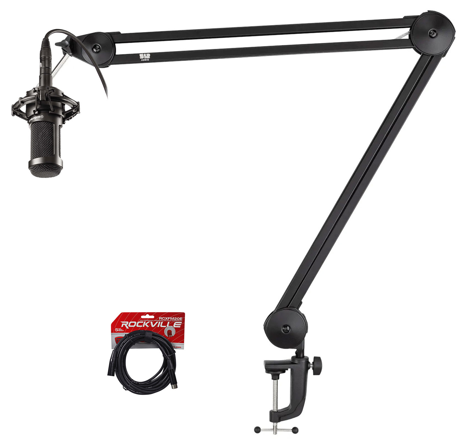 Audio Technica AT2035 Cardioid Condenser Studio Microphone+Warm Audio Boom Arm