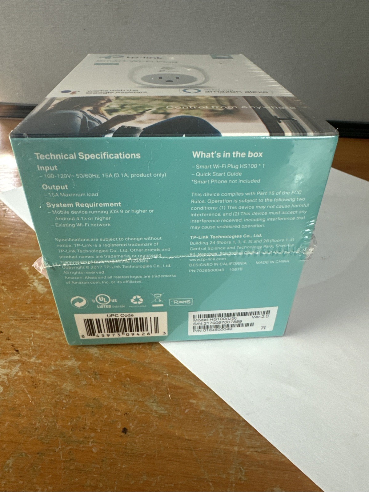 TP-LINK Smart Wi-Fi Plug White HS100 New Sealed
