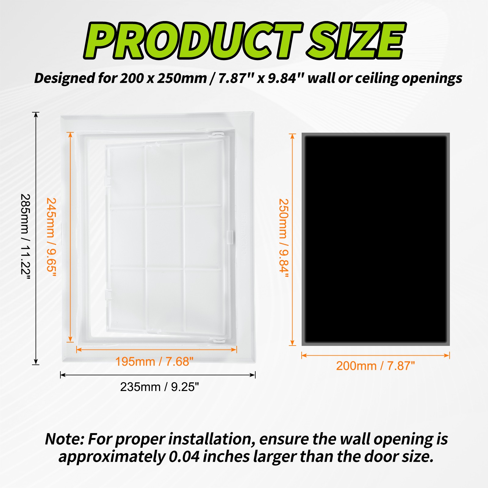 7.9x9.9 Inch Access Panel for Drywall and Ceiling, ABS Plastic Material (White)