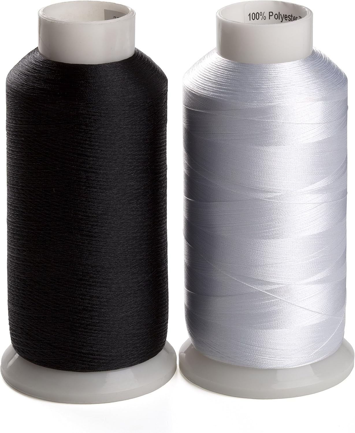 Bobbin Thread Set 60WT Polyester – 2 Spools (White & Black) for Seamless Sewing