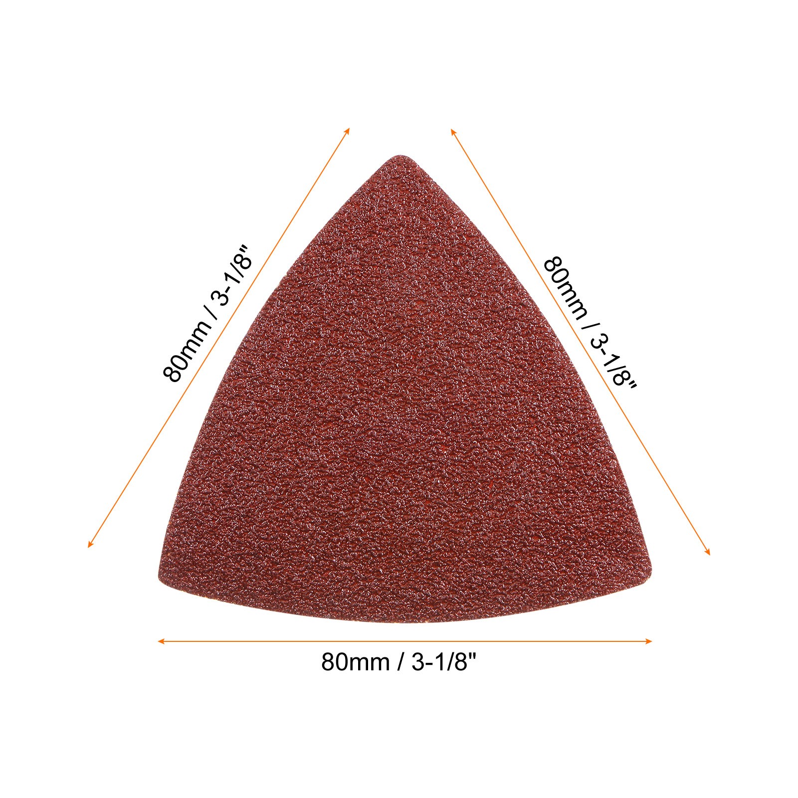 60pcs 60 Grits 80mm Aluminum Oxide Triangular Hook & Loop Sandpapers Pads